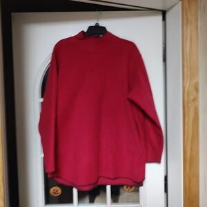Basic Editions Fleece High Neck Long Sleeve Fuchsia Colored Top Size Women's 2X